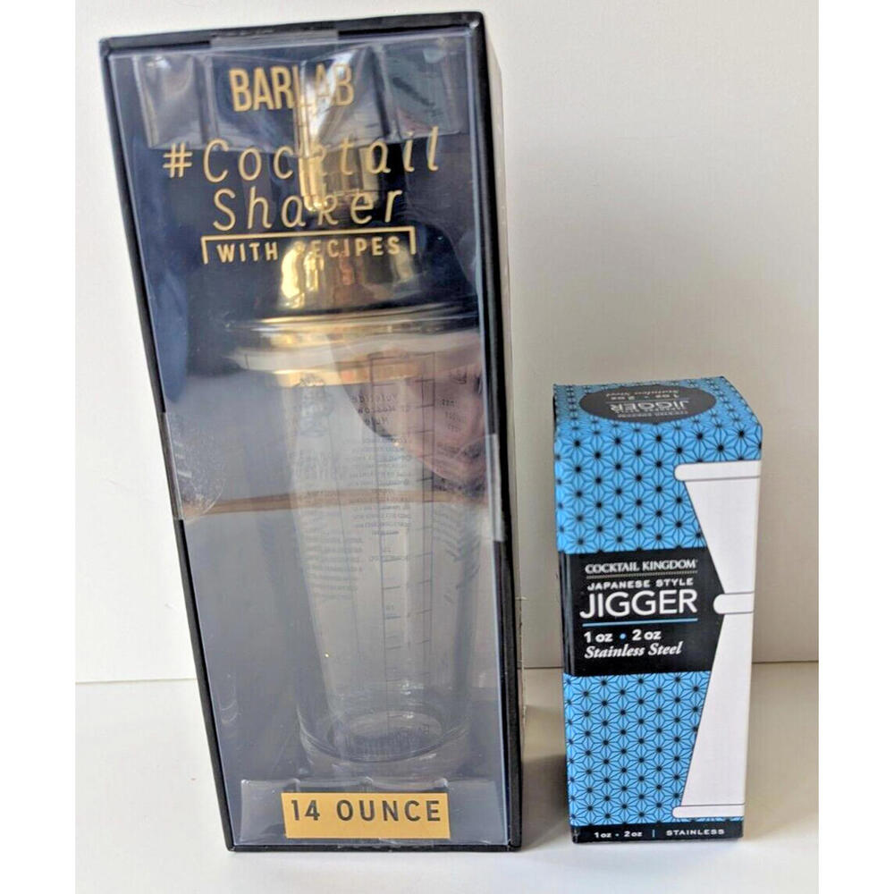 NIB Glass Cocktail Shaker With Japanese Jigger BarLab Cocktail Kingdom Recipes